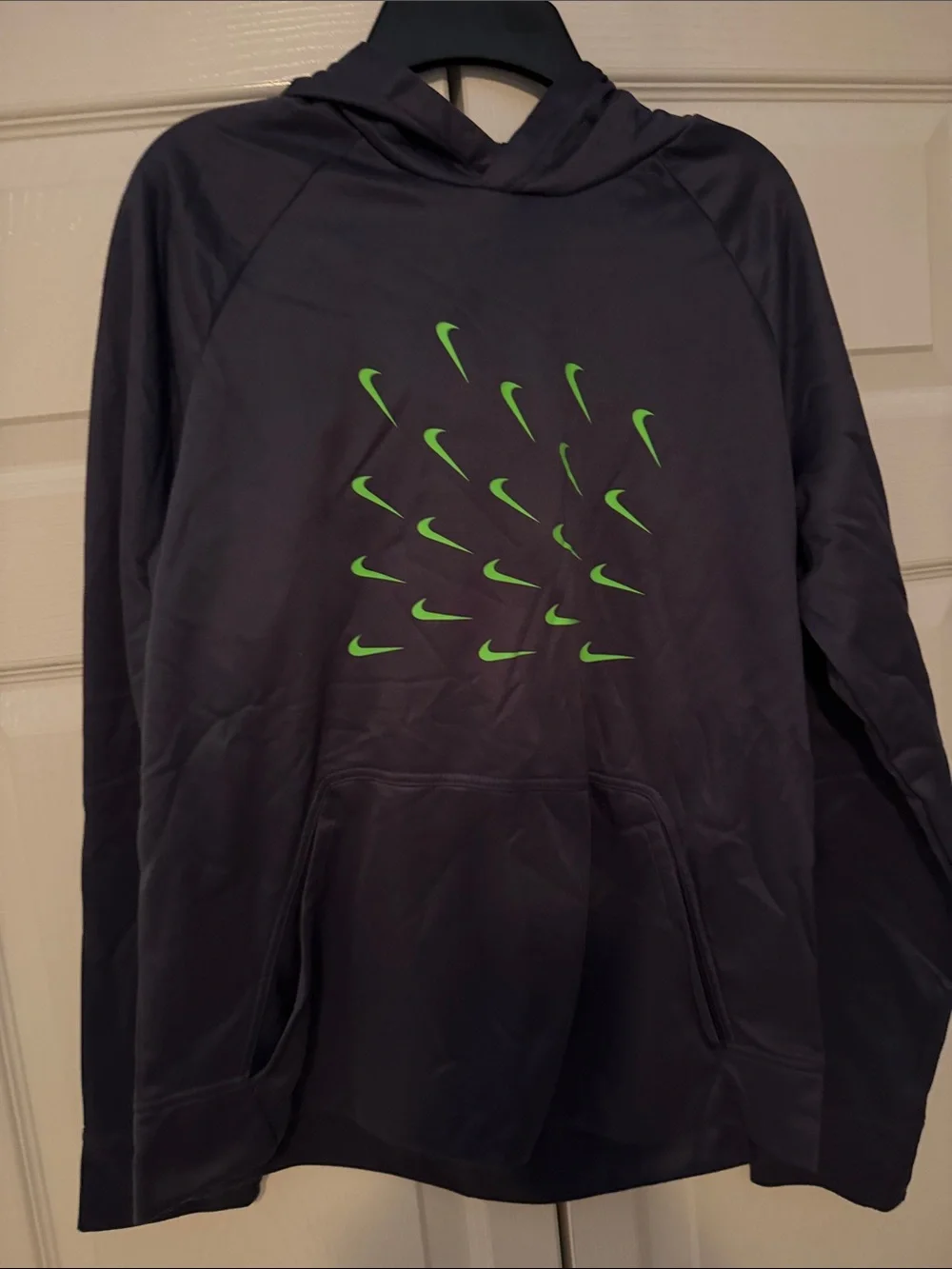 Nike Black Hoodie with Neon Green Swoosh Cluster